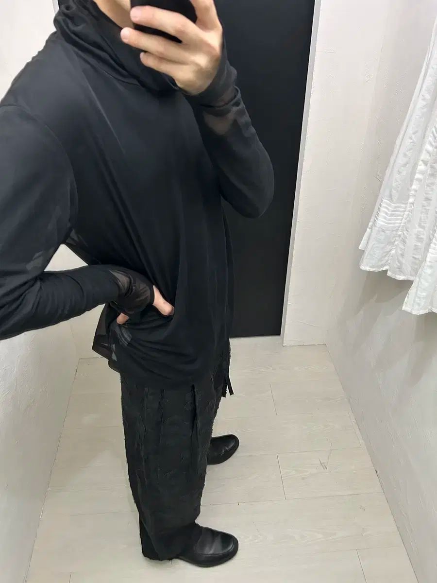 youth structured wide pants black flower