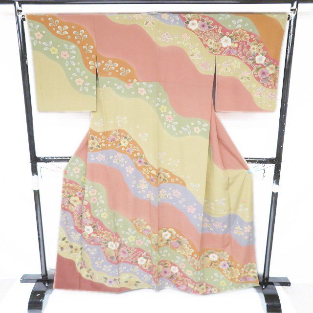 平和屋着物○本加賀友禅作家 岡本幸治 訪問着 花籠文 正絹 逸品 未使用