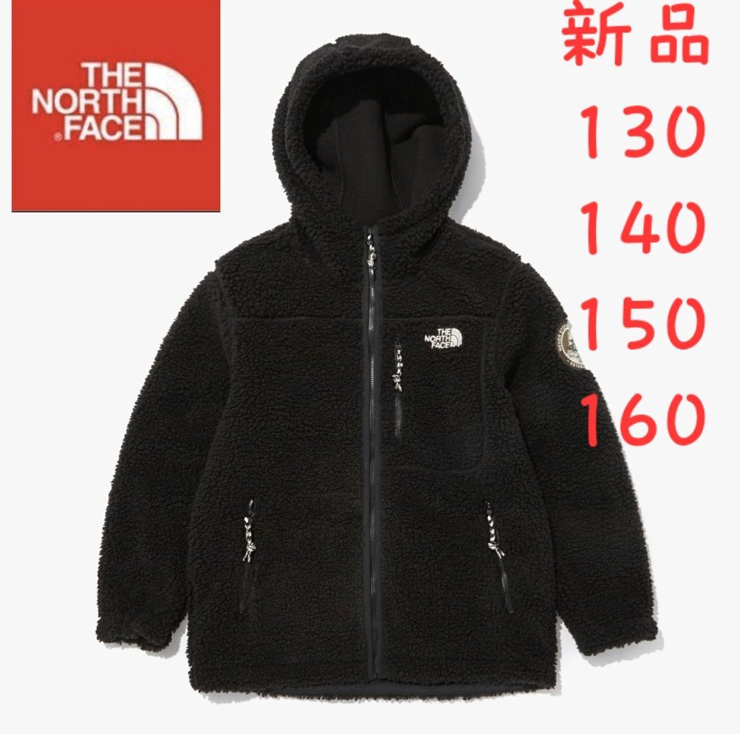 THE NORTH FACE　ノースフェイス　新品　 日本未発売　キッズ　こども用　冬　秋 海外限定　ホワイトレーベル　韓国　 タグ付き　アウター　 フリースジャケット　 軽量　男の子　女の子　兼用　刺繍ロゴ もふもふ　モコモコ　ボア　大人着用可能　黒