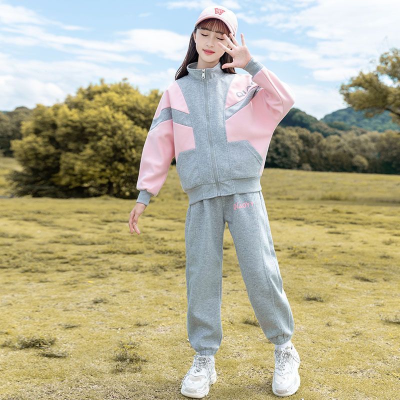 スウェット 女の子 上下セット キッズ ジャージ セットアップ 子供 ジップパーカー 長ズボン スポーツウェア 運動着 ダンス衣装 ガールズ 小学生 長袖 こども服 韓国 bibiwo04