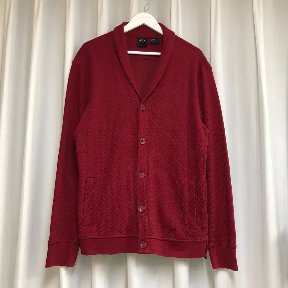 ARMANI(アルマーニ) ARMANI EXCHANGE(アルマーニ エクスチェンジ) レッド ボタンアップ ショールカラー カーディガン （ L ）