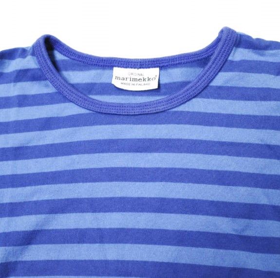 marimekko◆Tシャツ/--/コットン/BLU/ボーダー マリメッコ marimekko Tシャツ カットソー クルーネック