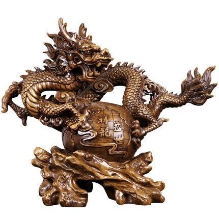 一点物、迫力ある双龍の昇り龍、部屋や事務所の運気上昇に。木彫り工芸