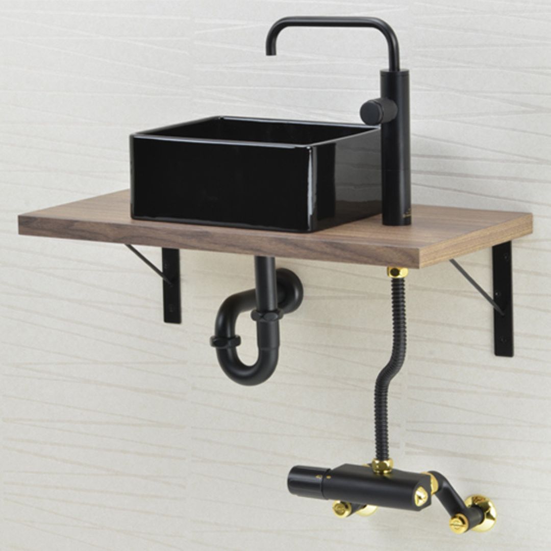 atelier DADA 品 サーモスタットユニット おしゃれ 止水栓 洗面 ブラック ゴールド _ DD173-301-DG