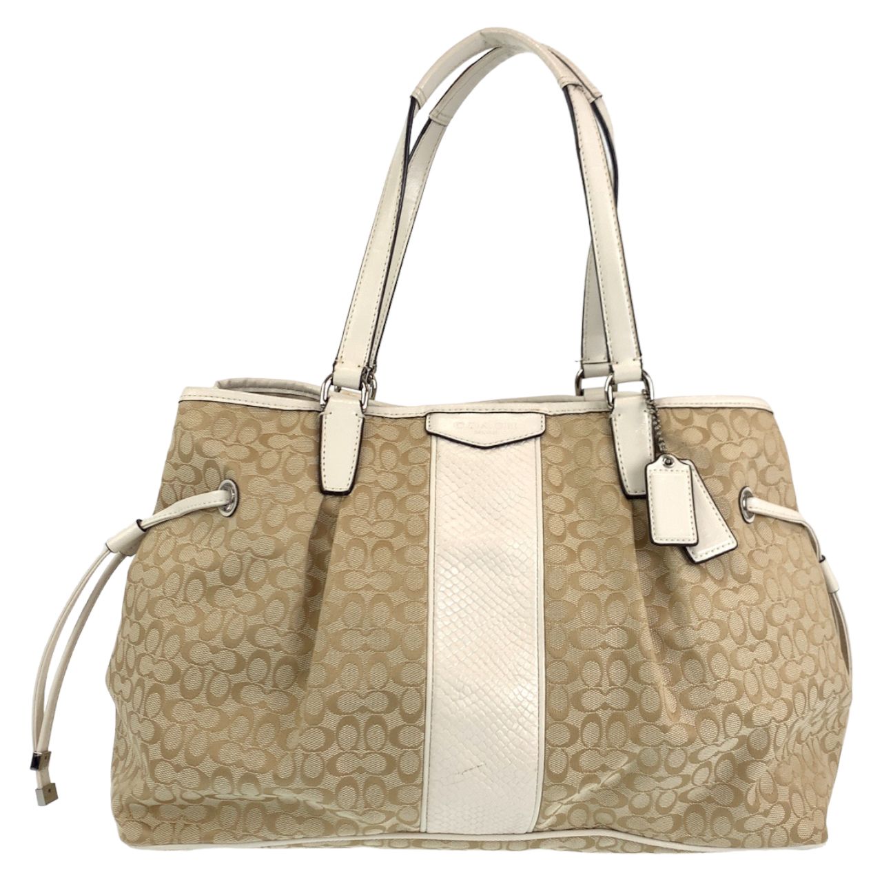 COACH コーチ シグネチャー ベージュ ホワイト 白 シルバー金具