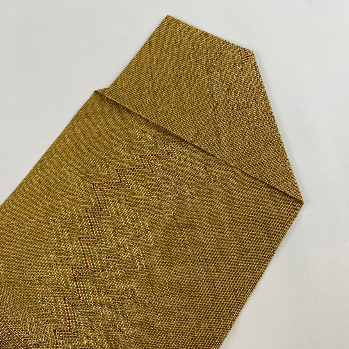 2点同梱、2-266、4-48 名古屋帯 八寸 美品 正絹 着物 松葉仕立て 名古屋帯 美品 秀品 八寸名古屋帯 松葉仕立て 幾何学模様 金糸