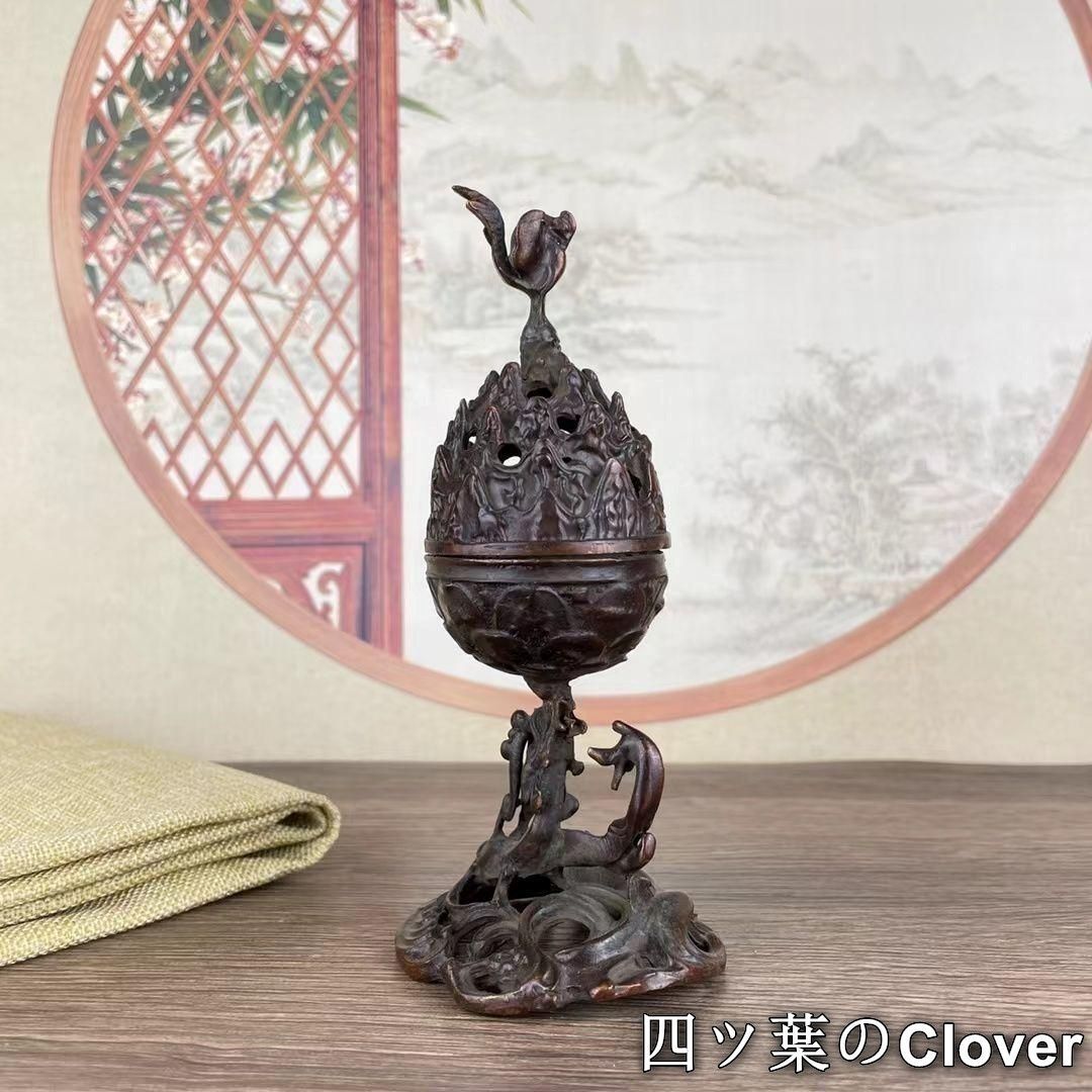 禅意香炉 茶道具 香道具 工芸品 美術品 置物 銅 細工 朱雀博山炉 禅意薫炉 茶道香炉 香具 装飾品 工芸