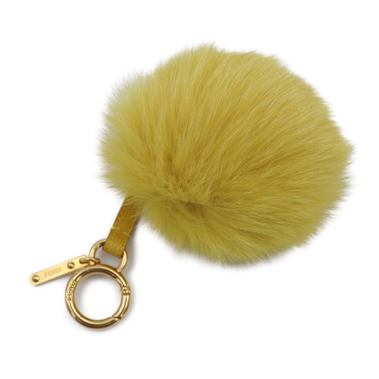 FENDI ファー キーホルダー イエロー FENDI フェンディ バッグチャーム キーホルダー - フォックス