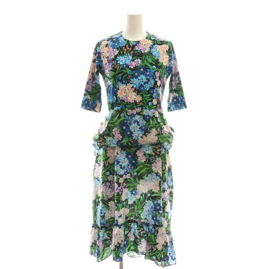 バレンシアガ BALENCIAGA ロゴ フラワープリント ドッキングワンピース 総柄 34 マルチカラー 528602 |CX OS