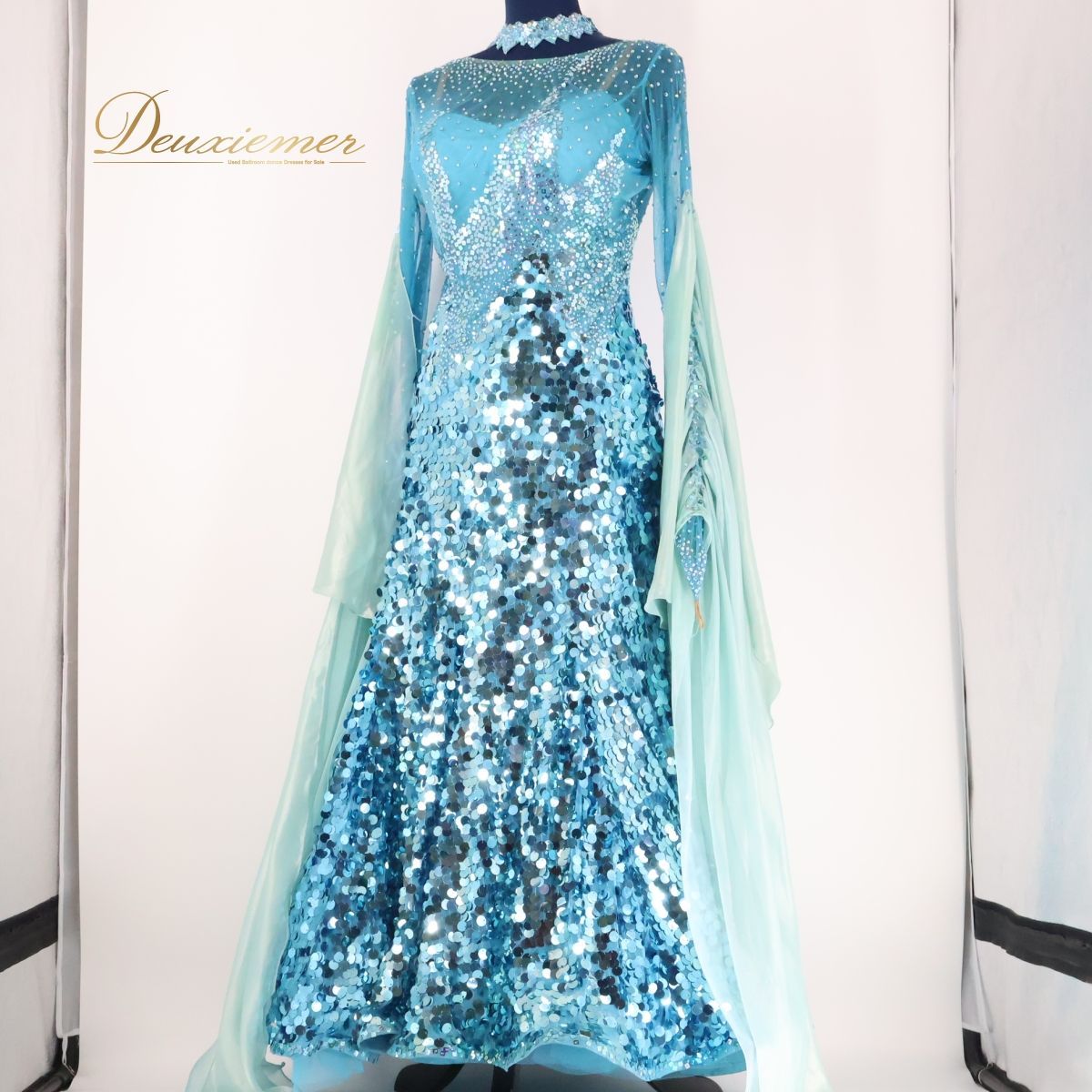 社交ダンス衣装】ブルー TAKADANCE タカダンス ワンピース ドレス 水色