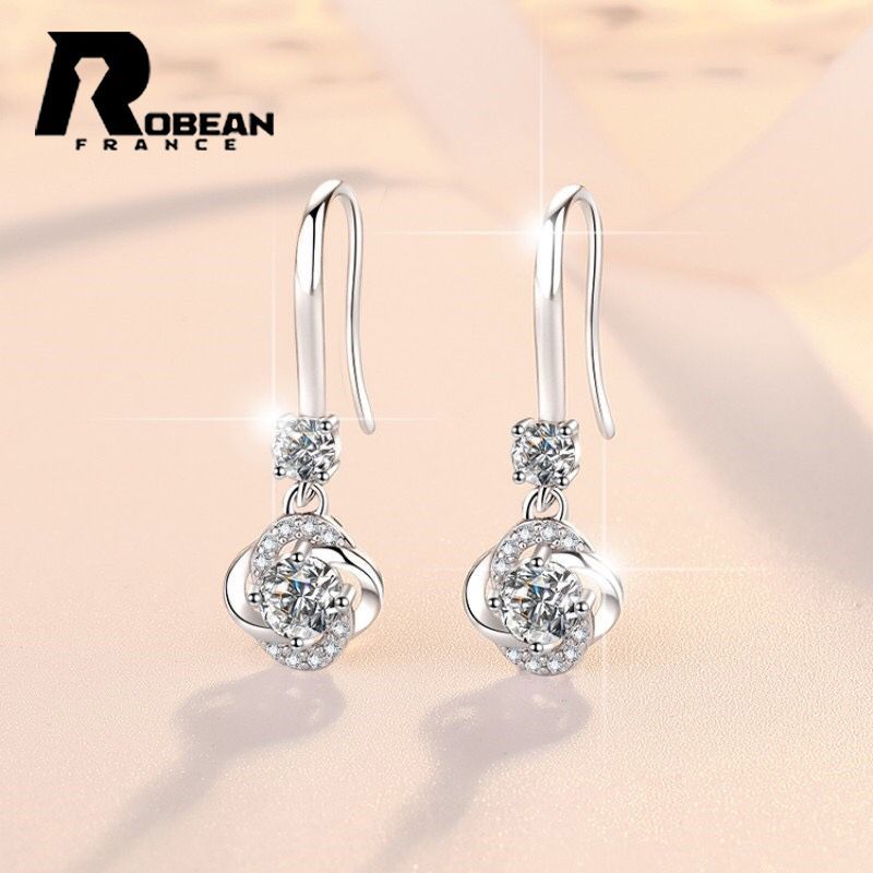 高級 EU製 定価7万円ROBEAN・人工ダイヤモンド・ピアスs925 シルバー 合成ダイヤモンド オシャレ 綺麗 貴重 幸運 贈り物 ギフト プレゼント 2.4*1.0cm ME825042