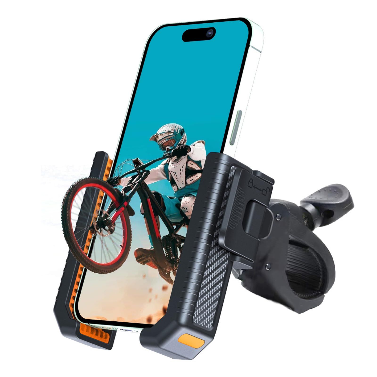 DesertWest バイク自転車 スマホホルダー 360度回転 スマホスタンド 自転車 スマホホルダー 自動ロック バイク用 スマホスタンド