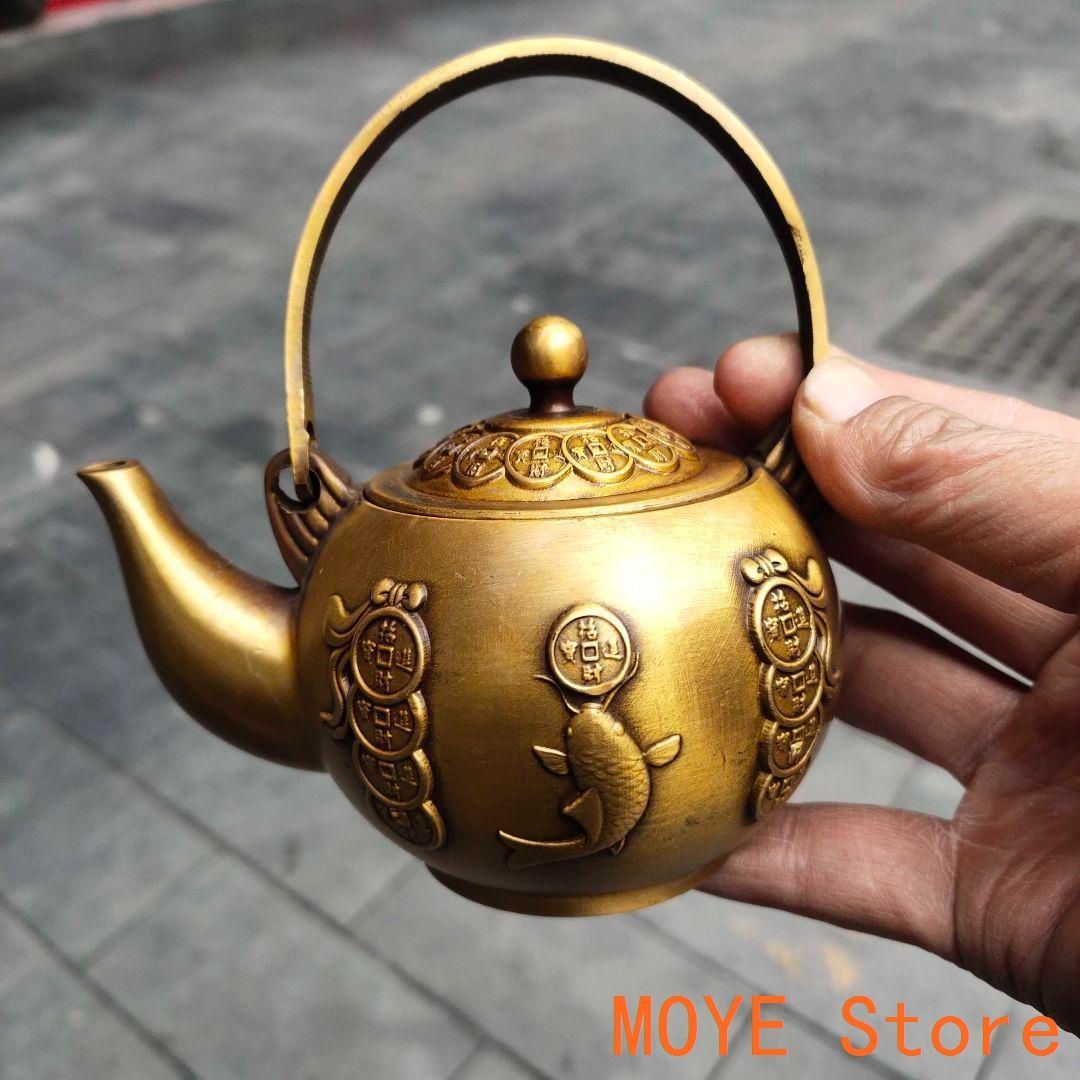 茶道の芸術品】 極上珍品 紫銅亀 茶寵 招財進宝 置物 実心