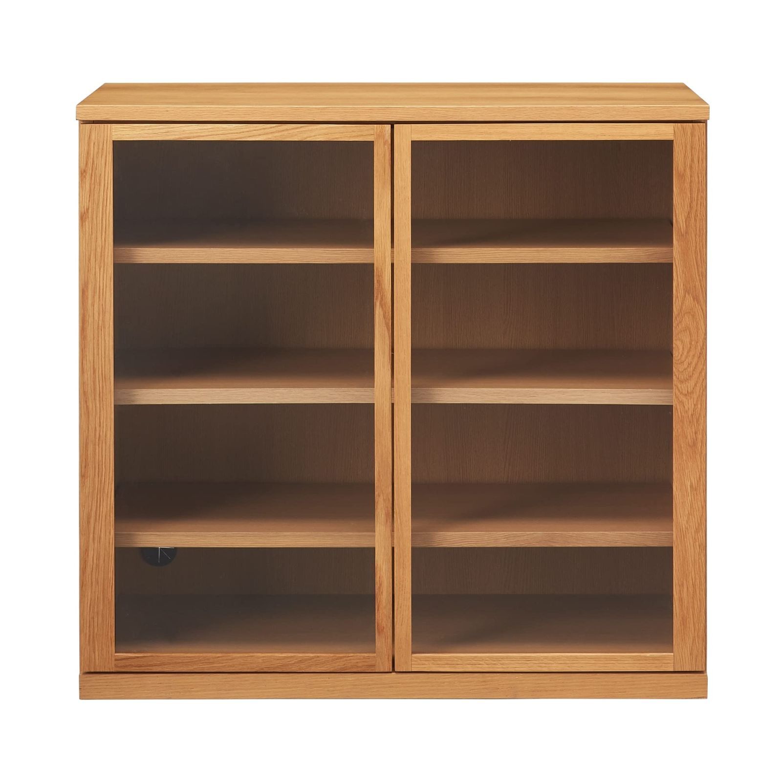 新着商品 幅88×奥行44×高さ83cm ガラス扉 木製キャビネット オーク材突板 無印 12851479