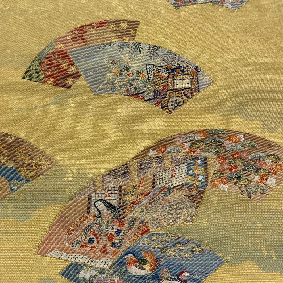 袋帯 秀品 本金箔 扇面 姫 金糸 箔 金色 お太鼓柄 正絹