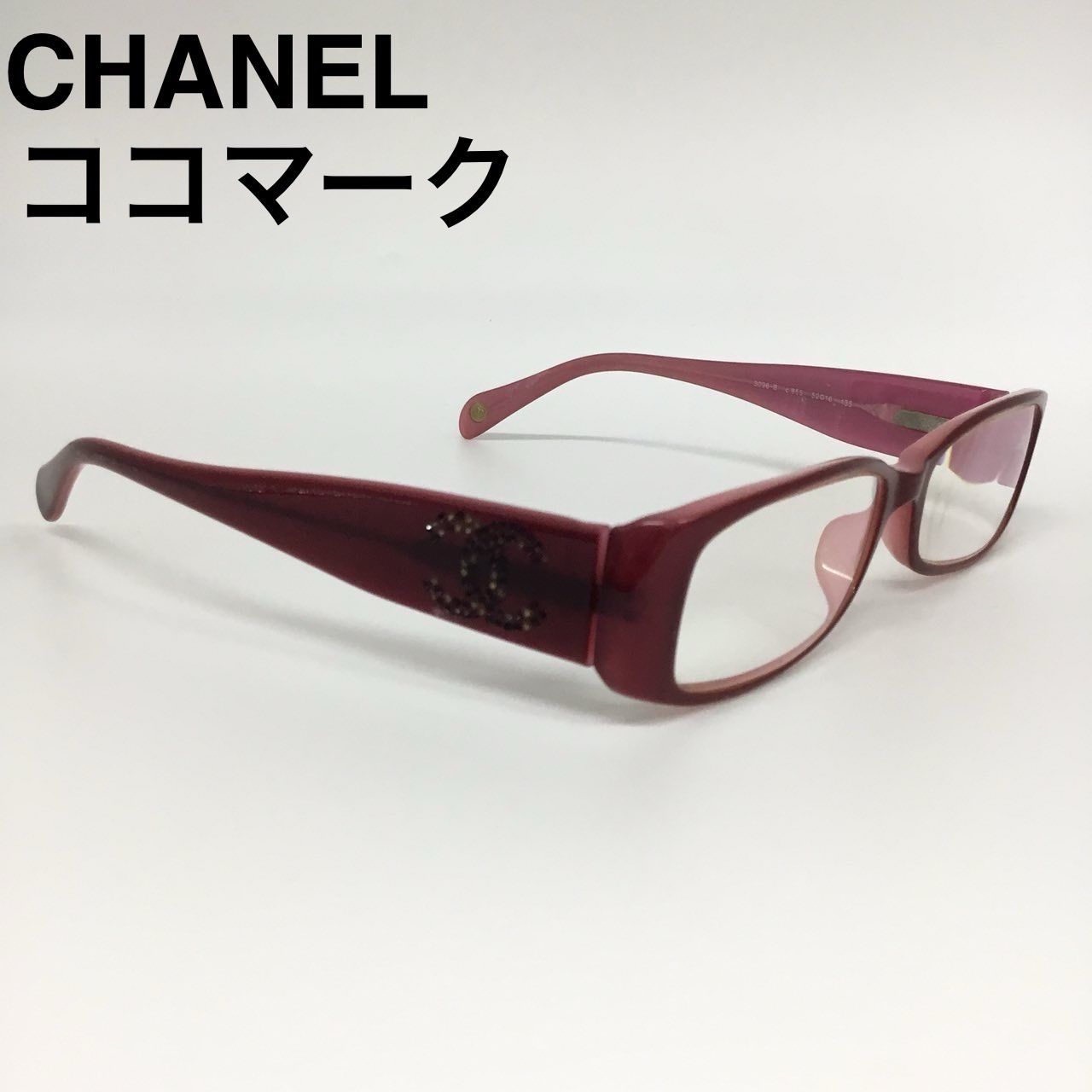 CHANEL 眼鏡用フレーム ココマーク付 マットレッド再入荷 CHANEL 眼鏡用フレーム 新作テンプルココマーク付ゴールド