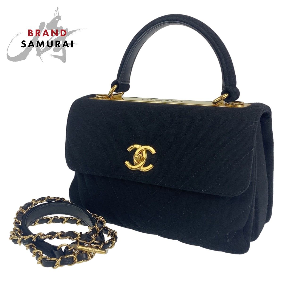 美品 CHANEL シャネル ココマーク トップハンドル Vステッチ