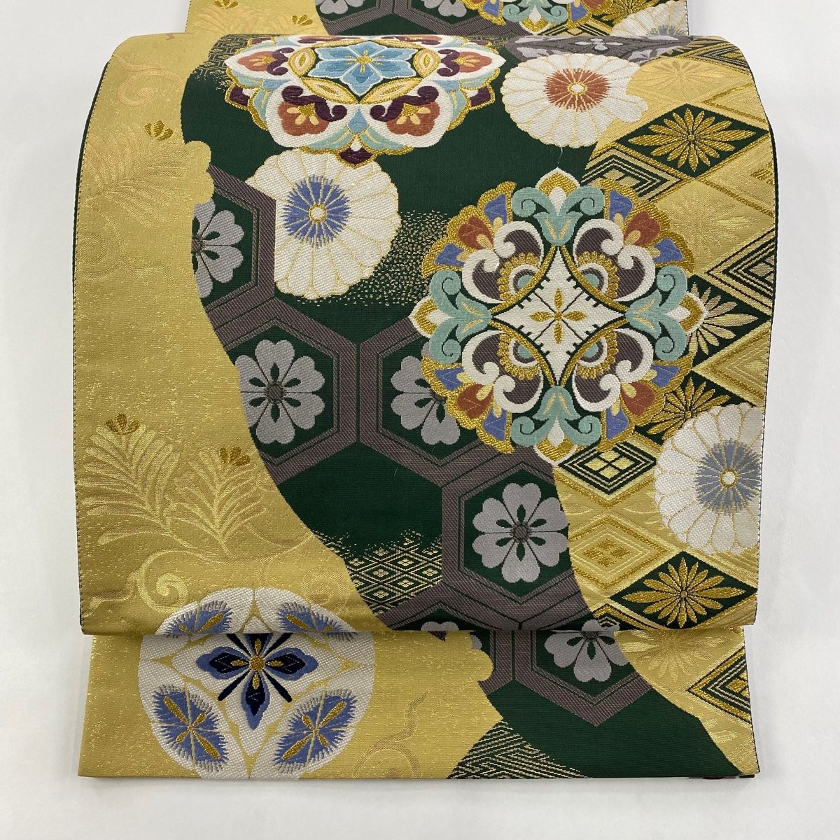 ten　金糸袋帯 袋帯 秀品 鳥 華文 金糸 箔 金茶 六通 正絹 【中古】 - メルカリ