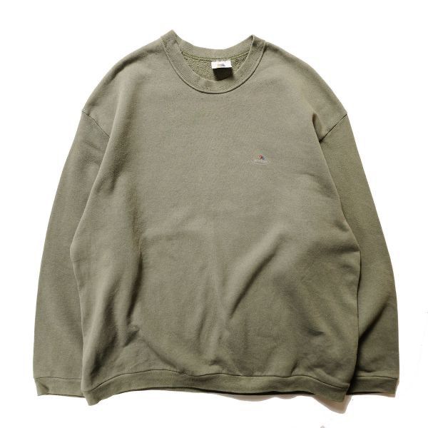 アイルランド製 90's フルーツオブザルーム ロゴプリント クルーネック スウェットシャツ (XL) 緑 スエット 90年代 旧タグ オールド ユーロ　アメリカ古着 USED  ビンテージ ヴィンテージ