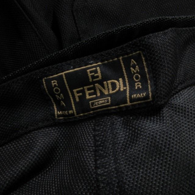 フェンディ FENDI Jeans ナイロンパンツ テックパンツ 裾ファスナー ロゴチャーム 黒 ブラック 42 約XSサイズ 0118 IBO46  ☆AA★