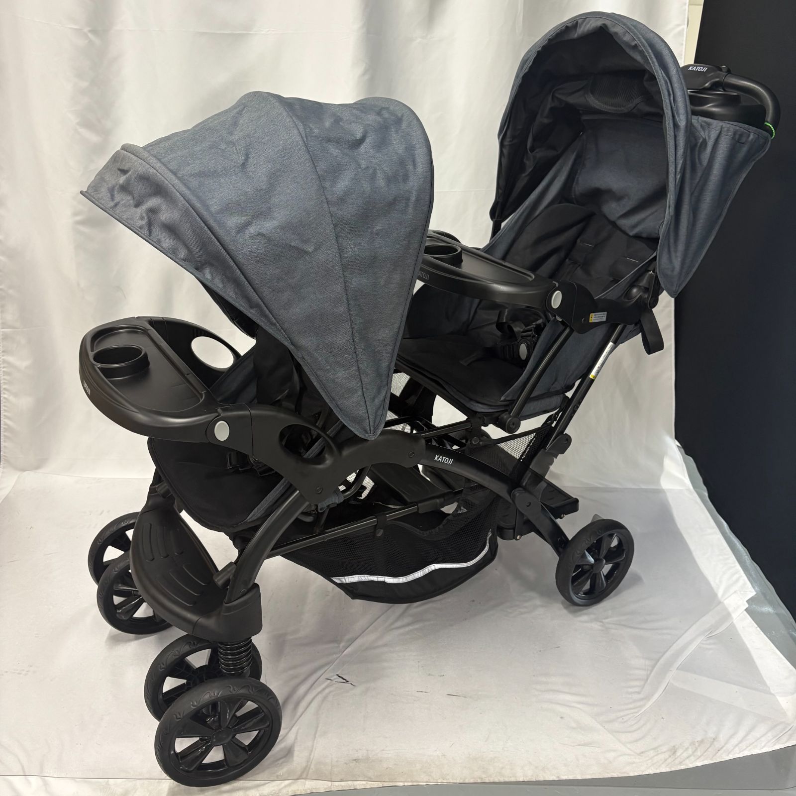 【極美品】KATOJI カトージ 二人でゴーDX デニム　付属品も完備 KATOJI 2人乗りベビーカー 2人でゴーDX(デニム)