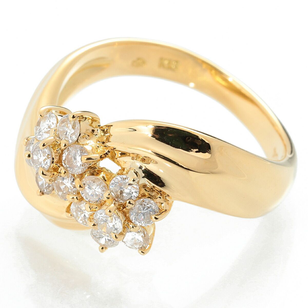 ジュエリーマキ フラワーモチーフリング 指輪 ダイヤモンド 0.54ct K18  