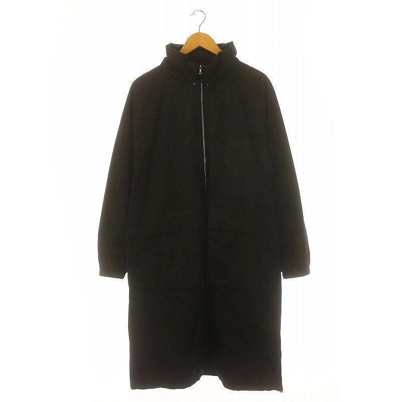 オーラリー 24SS ハードツイストポリエステルサテンラミネートジップコート HARD TWIST POLYESTER SATIN LAMINATE ZIP COATレインコート 長袖 フルジップ フード付き 1 S 黒