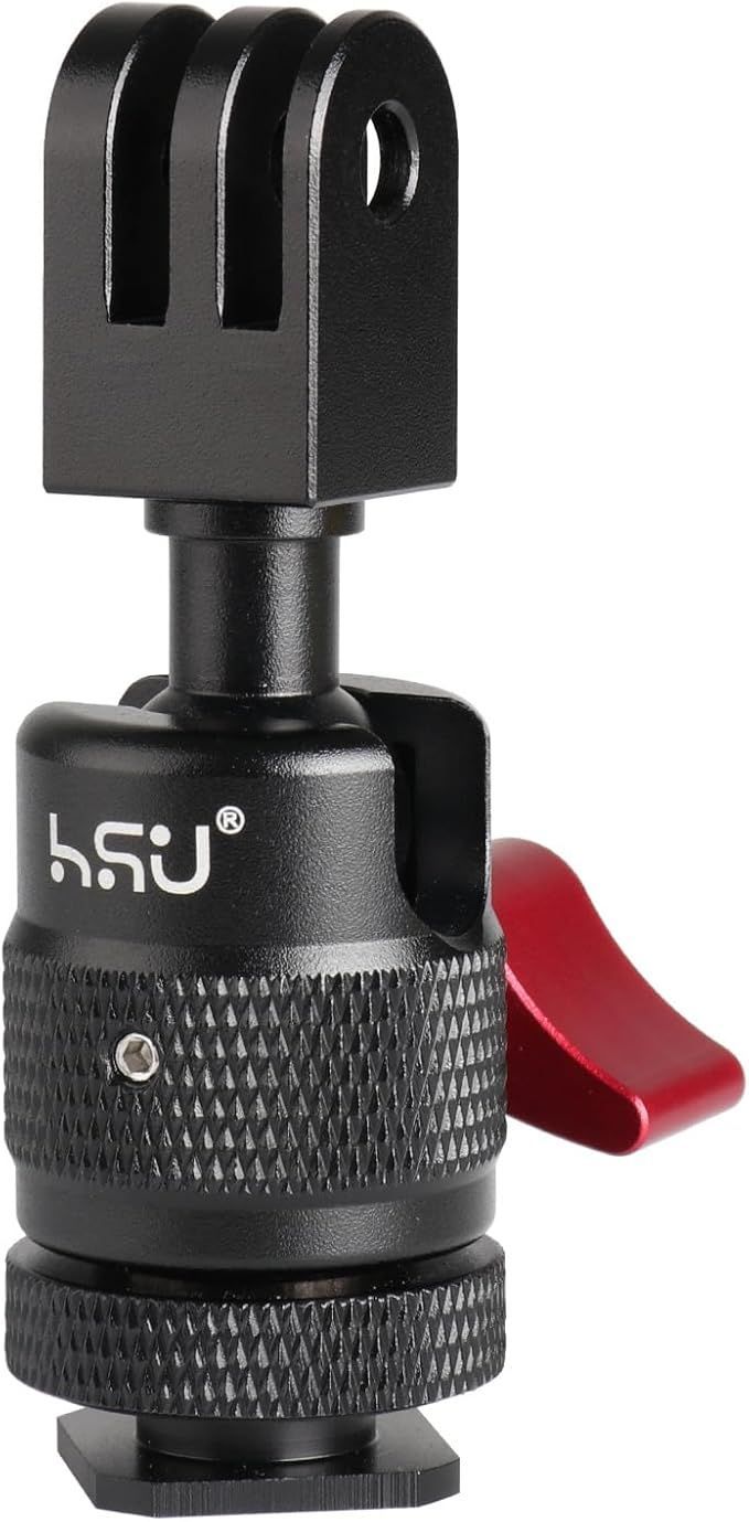 HSU gopro マウント 回転 アクションカメラマウント 多角度調節、カメラマウントアダプター アルミニウム垂直スタンド 三脚マウントアダプター ゴープロ アクセサリー Gopro Hero 13/12/11/10/9/8/7/6/