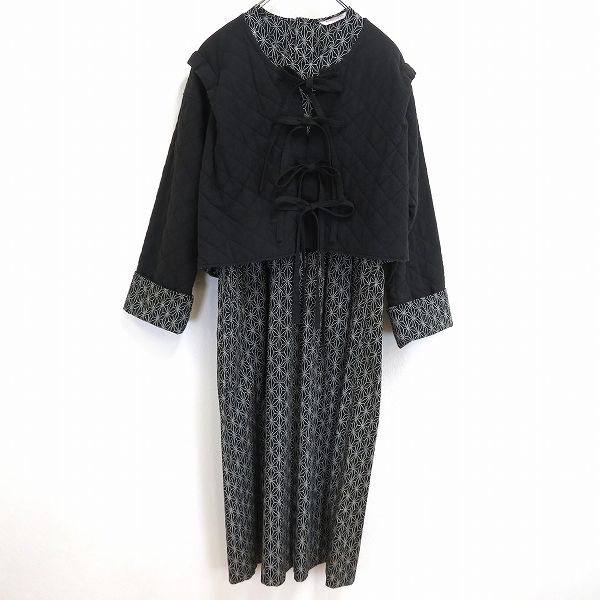 aux ワンダフルワールド WONDERFUL WORLD カネコイサオ セットアップ 黒 和柄 ジャケット ワンピース 1998年 ヴィンテージ 970569 k01