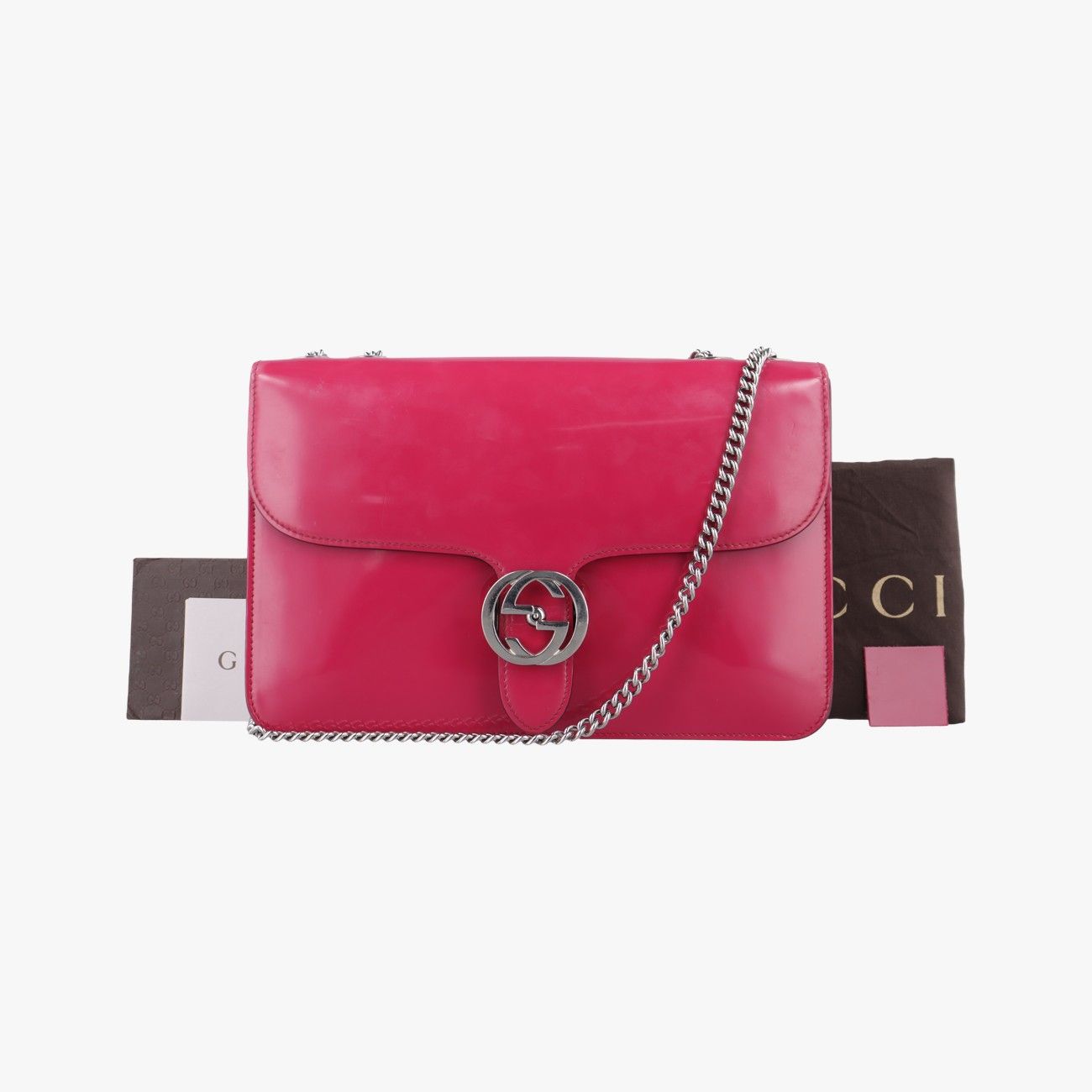 グッチGucciインターロッキングG レッド パテント 387606