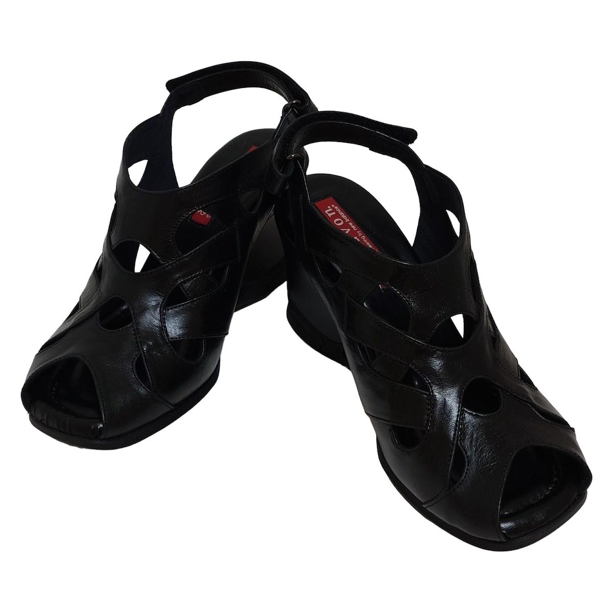 aravon アラヴォン サンダル 24 1|2 レディース - 黒 ウェッジソール レザー