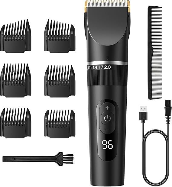 SALE，豊富な 【在庫処分】バリカン 2025新登場 USB充電式 ヘアーカッター 電動バリカン バリカンメンズ 5段階刈り高さ調節 3段階スピード LEDディスプレイ 大容量バッテリー 自動研磨 6種類ガイドコーム 低 応募券