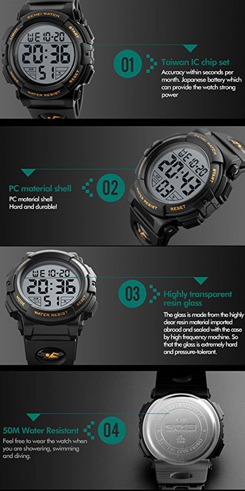 【在庫処分】Timever(タイムエバー)デジタル腕時計 メンズ 防水腕時計 L