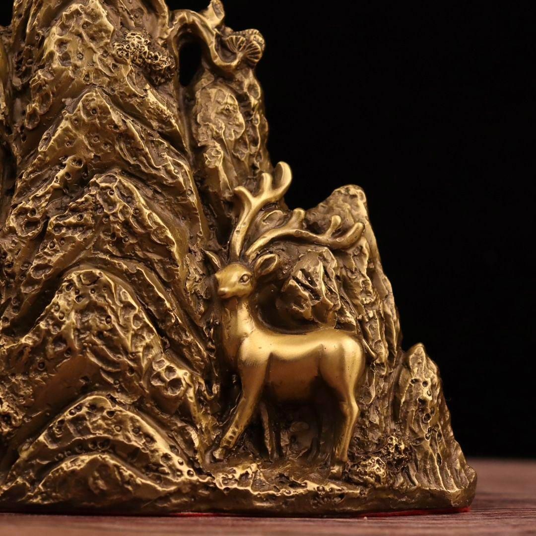 銅製 双鹿 五指山梅花鹿 書道具 文房具 装飾品 工芸品 美術品 置物 銅製