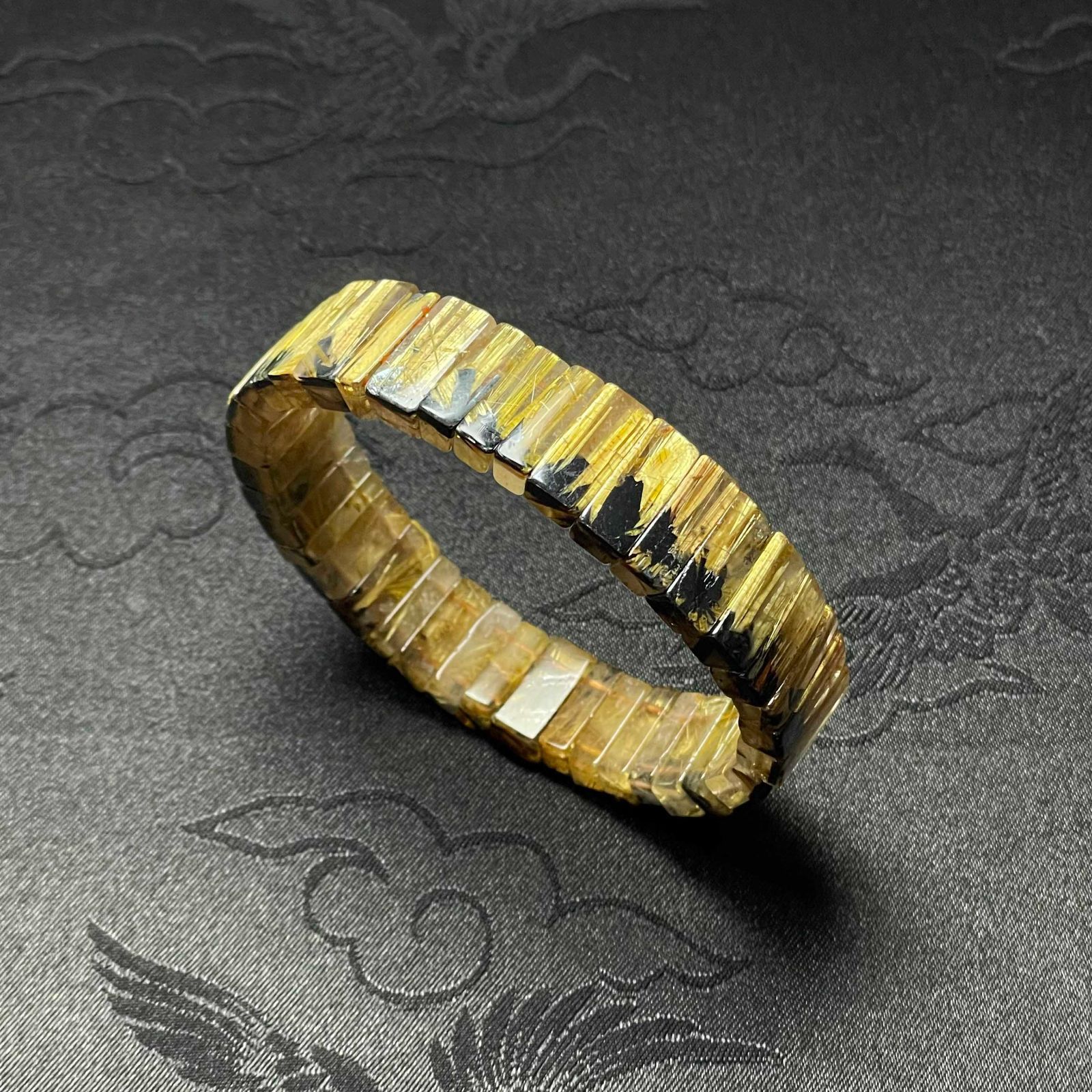 上品EU製 太陽花タイチンルチルバングル 黄金針水晶 ゴールド ブレスレット パワーストーン プレゼント 14.1 5.7 5.3mm ZB9354