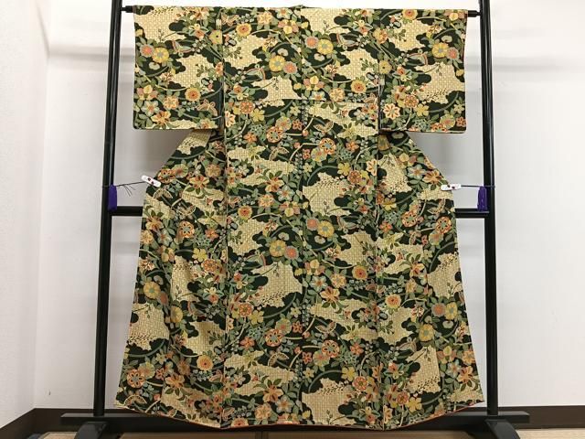 平和屋着物□上質な小紋 雲取り更紗花文 正絹 逸品 未使用 CAAS2580xi  