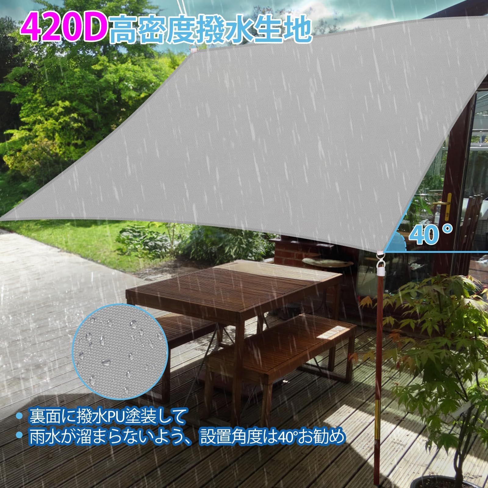 新品 日除けシェード 420Dオクスフォード 雨よけ サンシェード