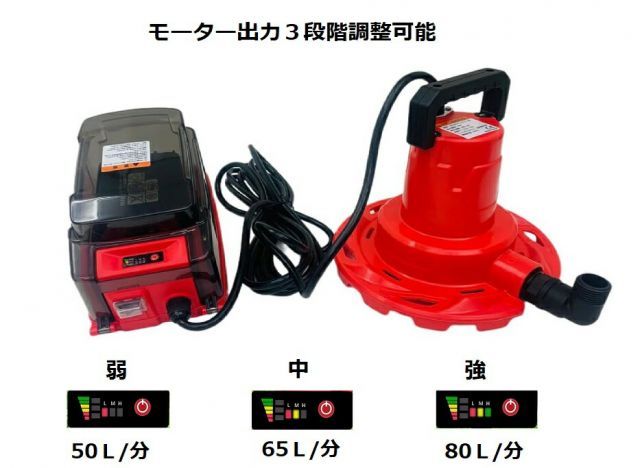 三方良し 電動式水中ポンプ マキタ18Vバッテリー用動力 ポータブル式