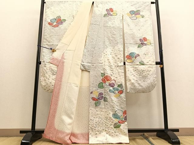 専用C80正絹　振袖　蝶　金銀箔　極美品　着物 銀箔華文鳳凰（【振袖・袋帯・長襦袢のセット商品