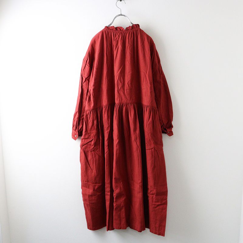 2024 ネストローブ UpcycleLino 起毛 フリルネック ワンピース 2024AW ネストローブ nest Robe 【UpcycleLino】起毛フリル