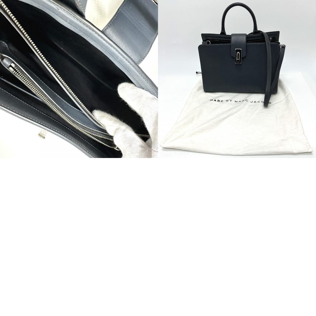 MARC JACOBS マークジェイコブス トートバッグ ターンロック レザー グレー