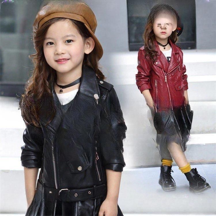 子供服 女の子 キッズ レザージャケット アウター 長袖 春秋 革ジャン 