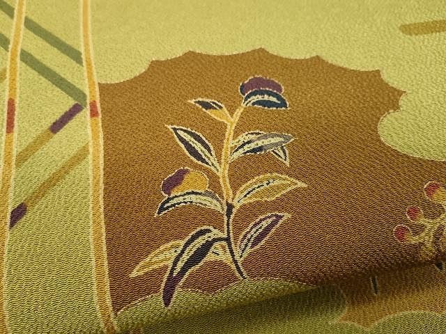 平和屋着物●全通柄九寸名古屋帯　京友禅　枝花文　反端付き　金彩　正絹　逸品　CAAX9436yk 平和屋着物○全通柄九寸名古屋帯 京友禅 枝花文