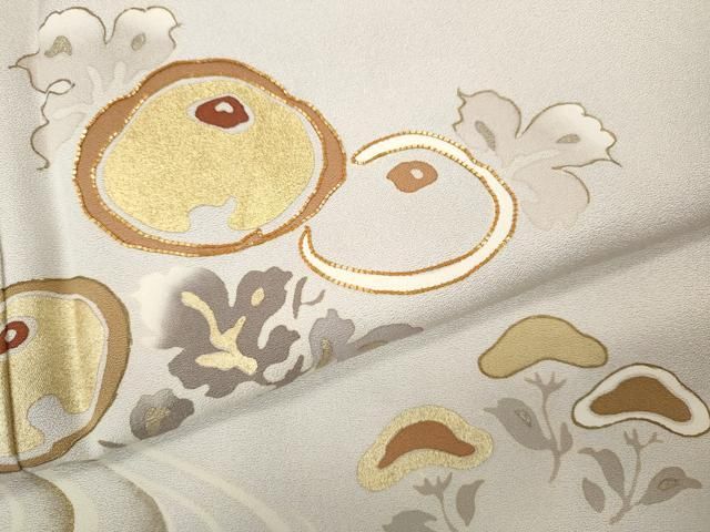 平和屋着物○訪問着 駒刺繍 万寿菊籬流水文 金彩 正絹 逸品 CAAY4859ut