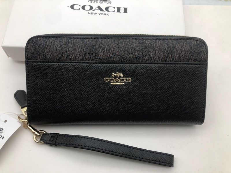 コーチ COACH 長財布 財布 贈り物 ブラック ロング ジップ ストラップ 