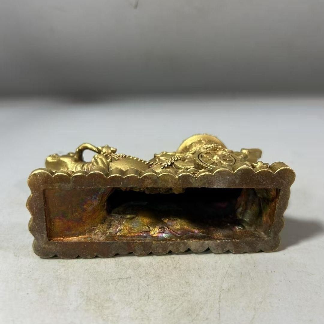 銅器 瓢簞 空心招財納福銅瓢簞 茶台 書架 装飾品 工芸品 置物 銅 細工 金牛送財 開運 茶台茶をかわいがる 書架 事務室 装飾品