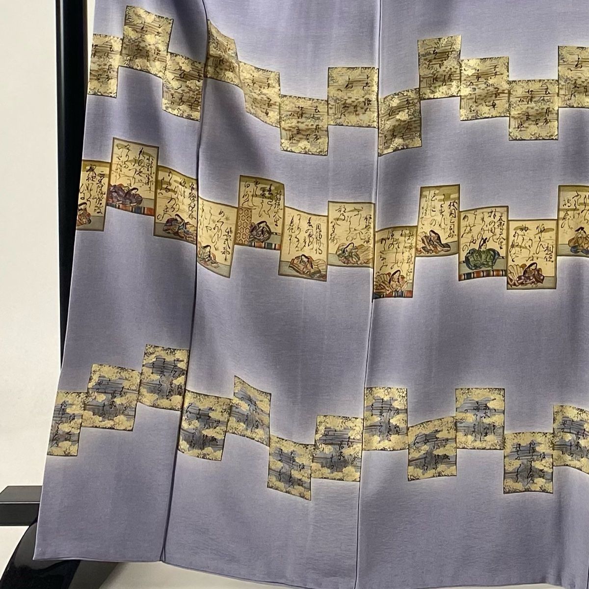 付下げ 身丈161cm 裄丈67cm M 袷 樽本伊勢蔵 落款 百人一首 金銀彩