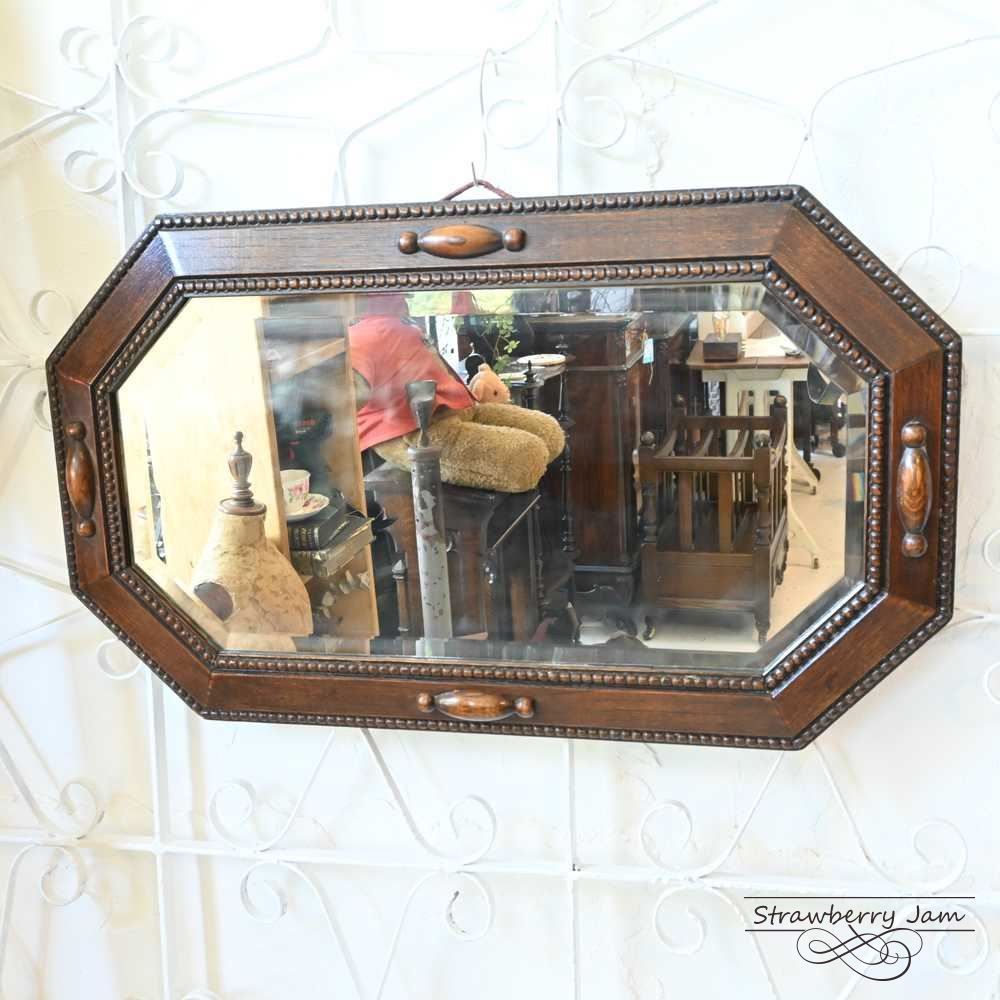 L3705-254 英国アンティーク オーク ウォールミラー Mirror 壁掛け