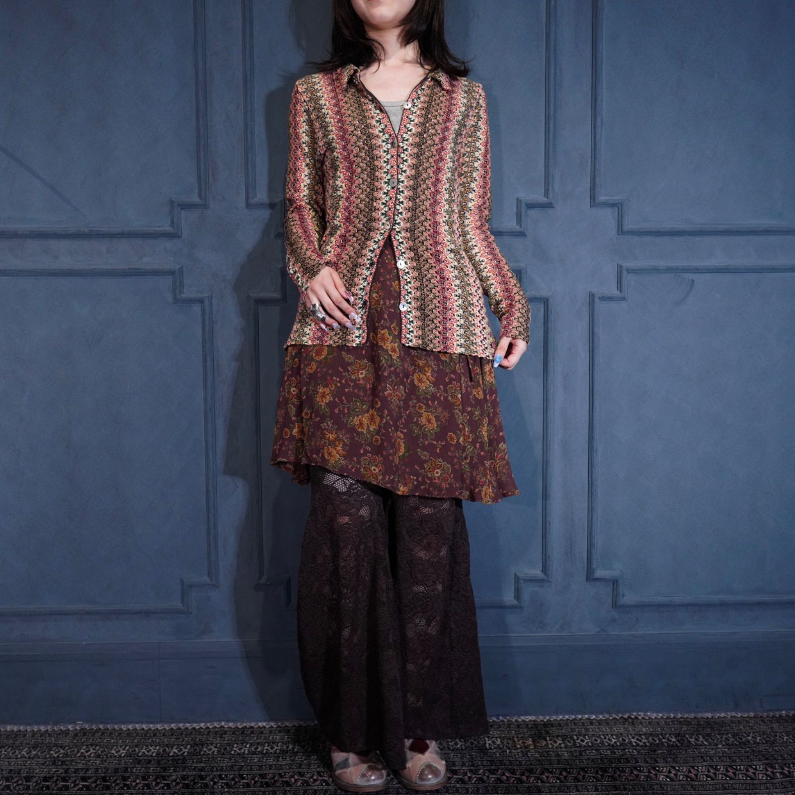 SHIRT|アメリカ古着柄デザインニットシャツ