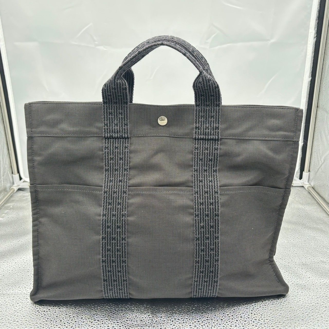 HERMES エールライン トートMM ハンドバック グレー ブラック